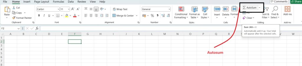 06 Autosum function in excel