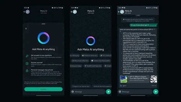 Meta AI now available on WhatsApp